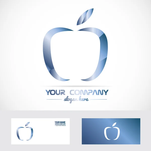 Manzana azul 3d logo de metal — Archivo Imágenes Vectoriales