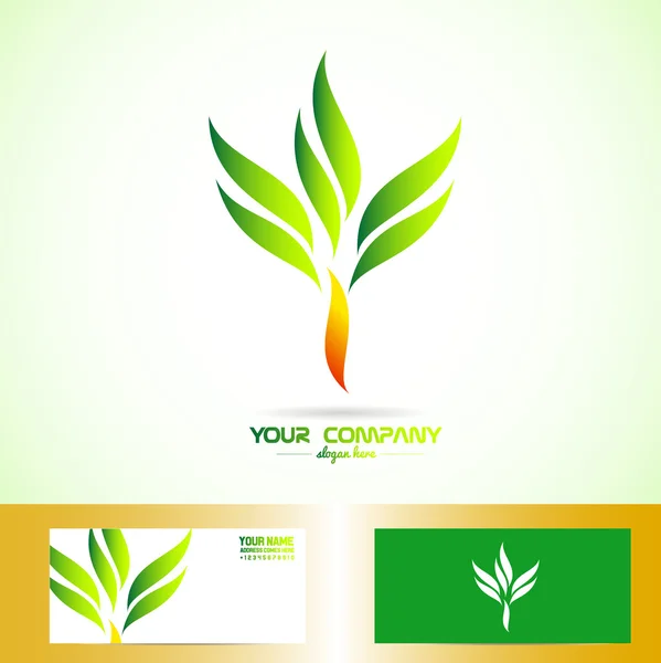 Logotipo de forma de árvore laranja verde — Vetor de Stock
