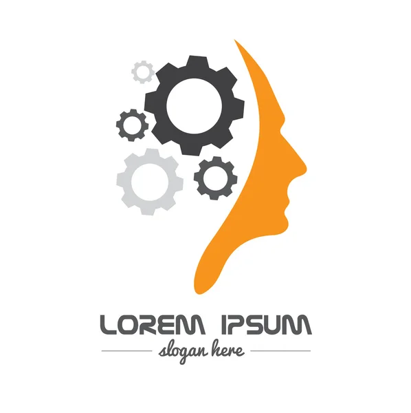 Fikir kavramı logo insan kafası dişli
