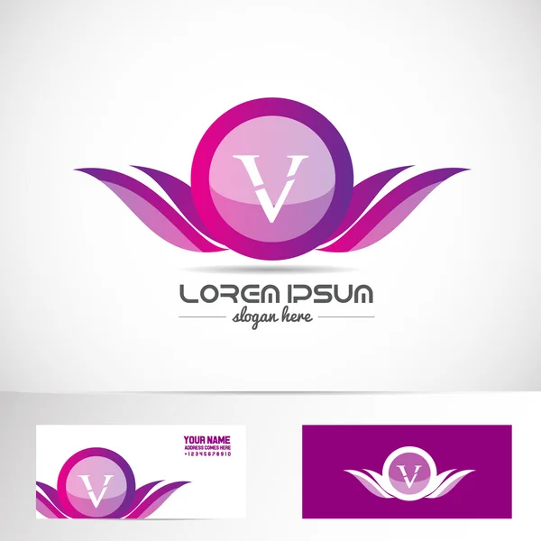 Carta V rosa roxo asas logotipo —  Vetores de Stock