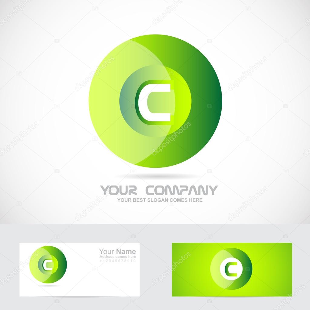 Vector company logo element template letter c green circle logo