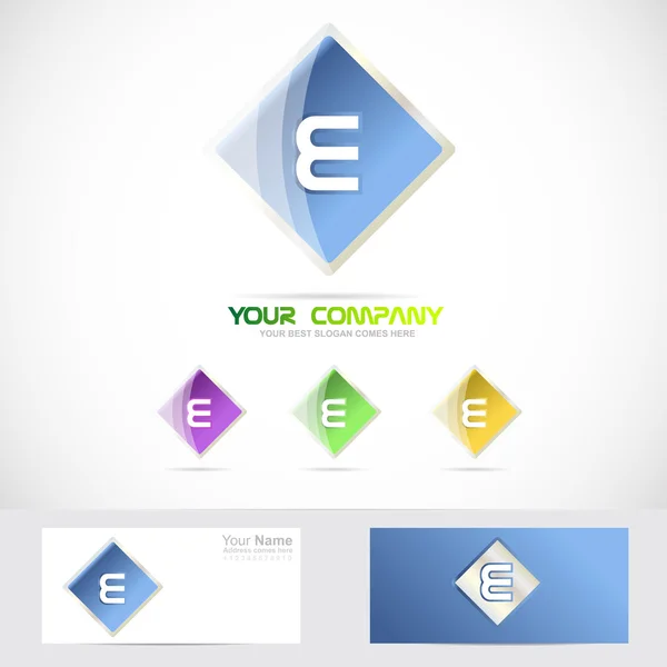 Letter e rhombus logo blue — Stock Vector