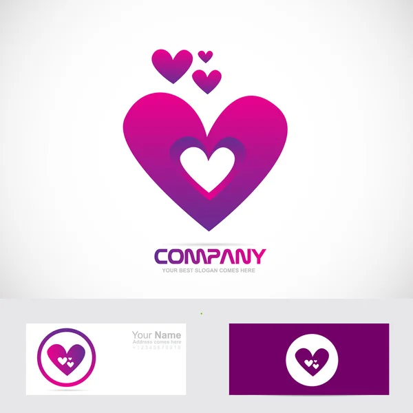 Purple pink heart love logo — Stock Vector