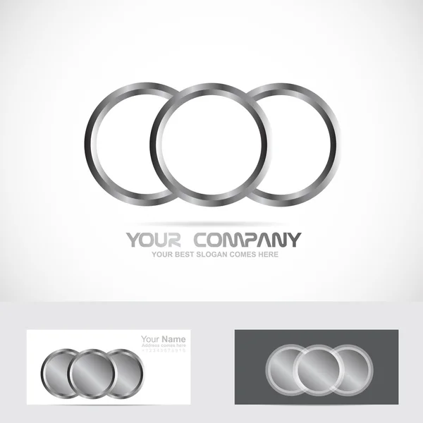 Silver metal rings circle logo — Stock vektor