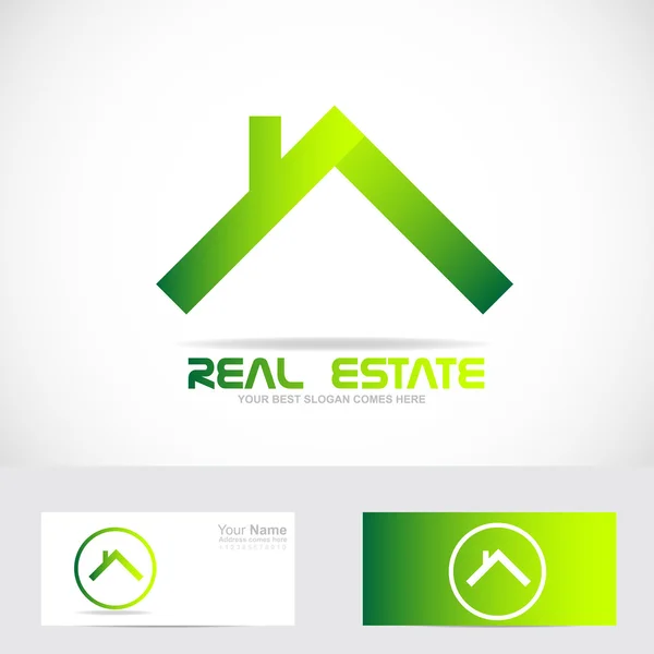 Logotipo imobiliário verde — Vetor de Stock