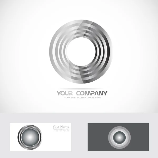 Silver rings circle abstract logo — Stock vektor
