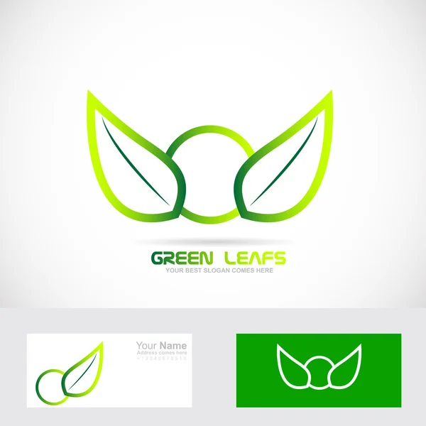 Green leafs bio logo organic badge — Stock Vector
