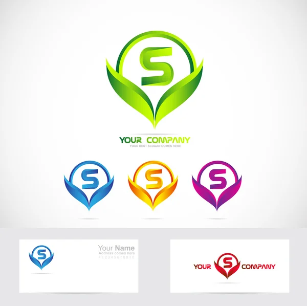 Lettre S vert folioles logo ensemble — Image vectorielle