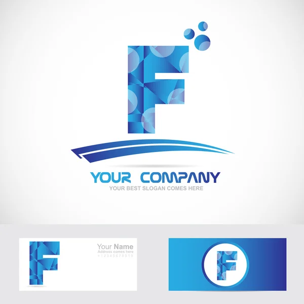 Carta F ícone logotipo azul — Vetor de Stock