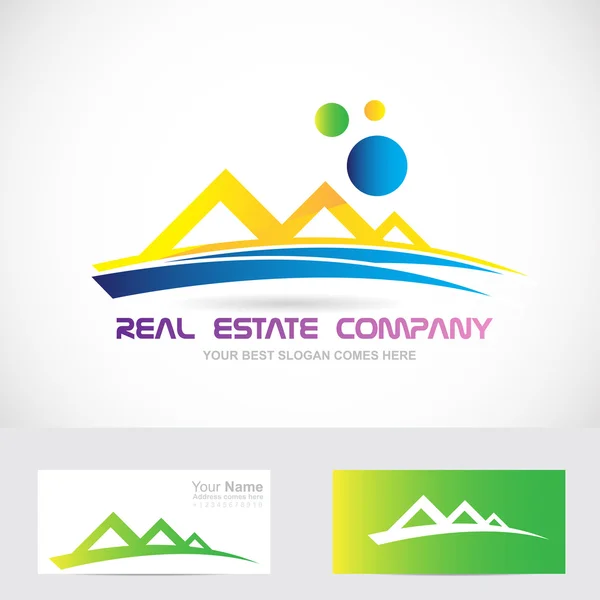 Yellow blue real estate logo icon — Stok Vektör