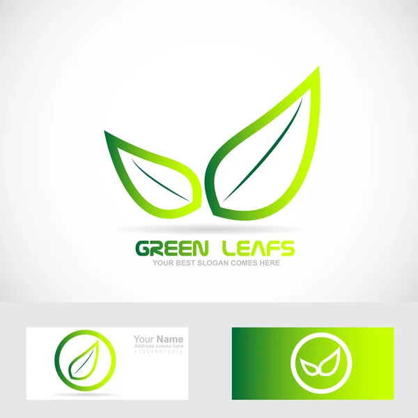 Green leafs bio logo organic — Stock Vector
