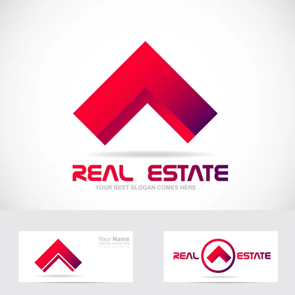 Red real estate house logo icon element — Stok Vektör