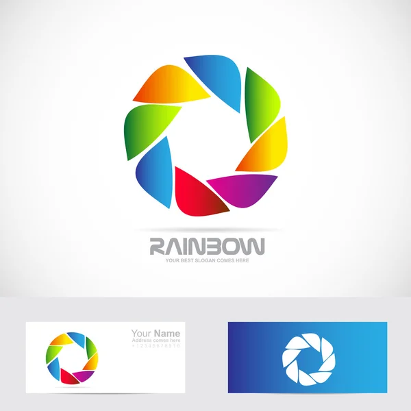 Color aperture photography shutter icon logo — ストックベクタ