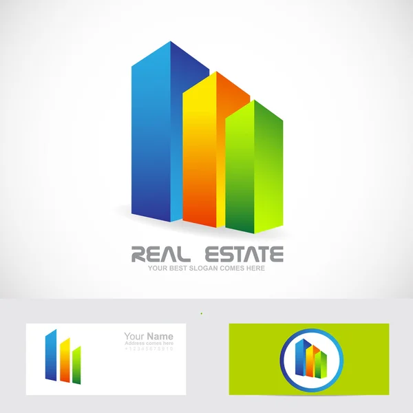 Real estate colors buildings logo icon — Wektor stockowy