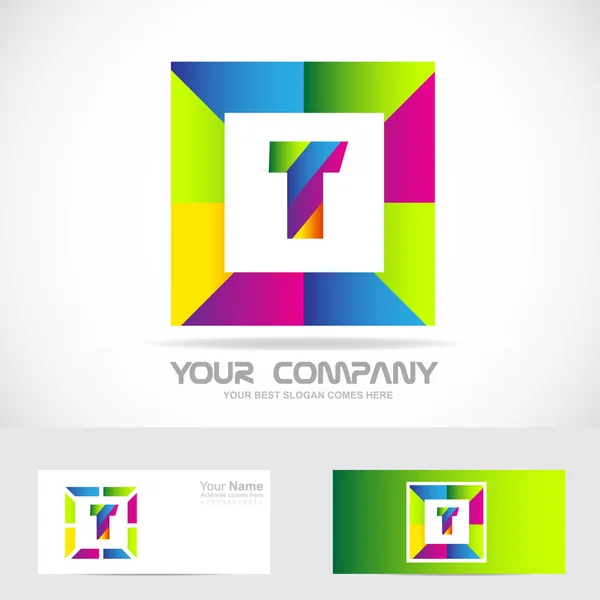 Letter T square logo colors — Stock Vector