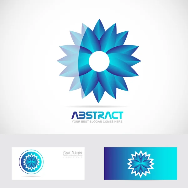Синий цветок логотип 3d — стоковый вектор