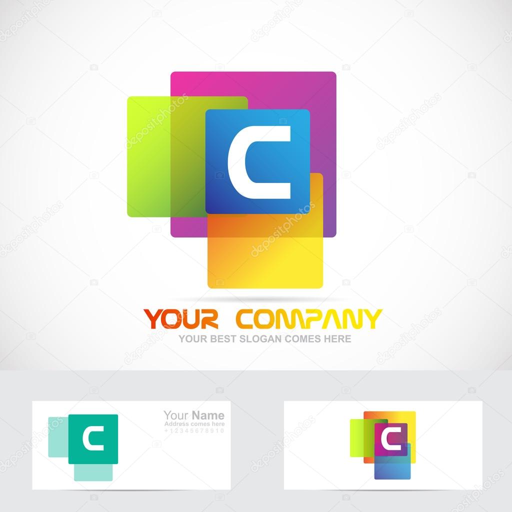 Letter C colors square logo