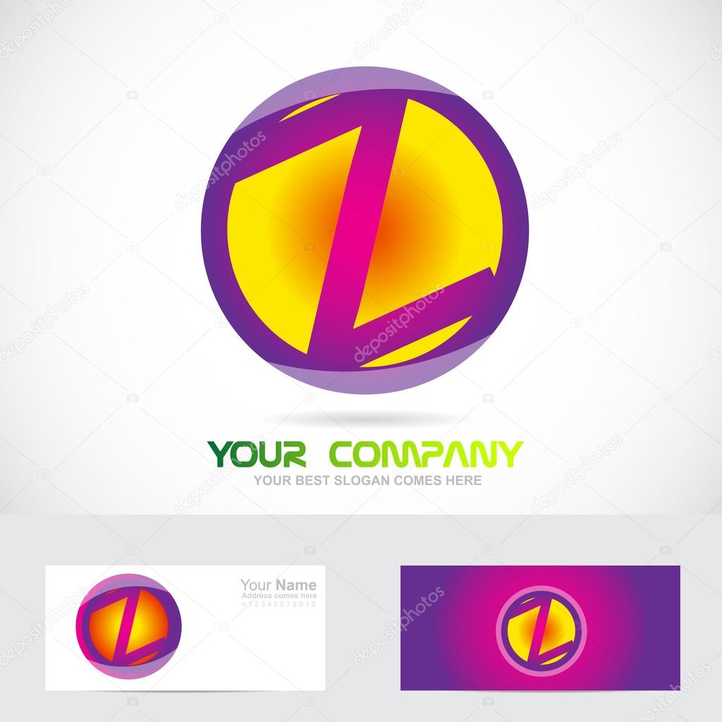 Vector company logo icon element template letter z alphabet purple pink circle media advertising