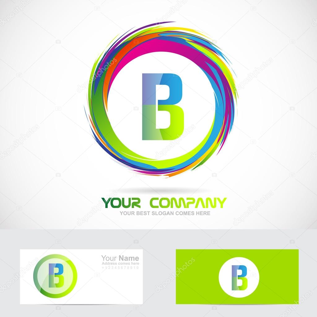 Vector company logo icon element template alphabet letter b green blue cicle colors abstract