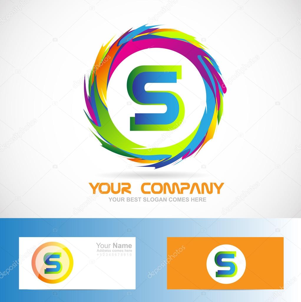 Vector company logo icon element template alphabet letter s colors circle