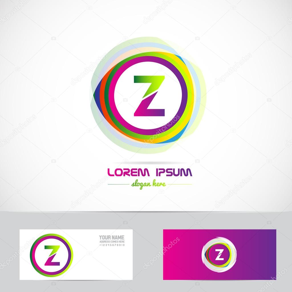 Vector company logo icon element template letter z alphabet circle pink green purple advertising media
