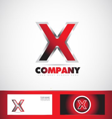 Letter X red logo metal games clipart