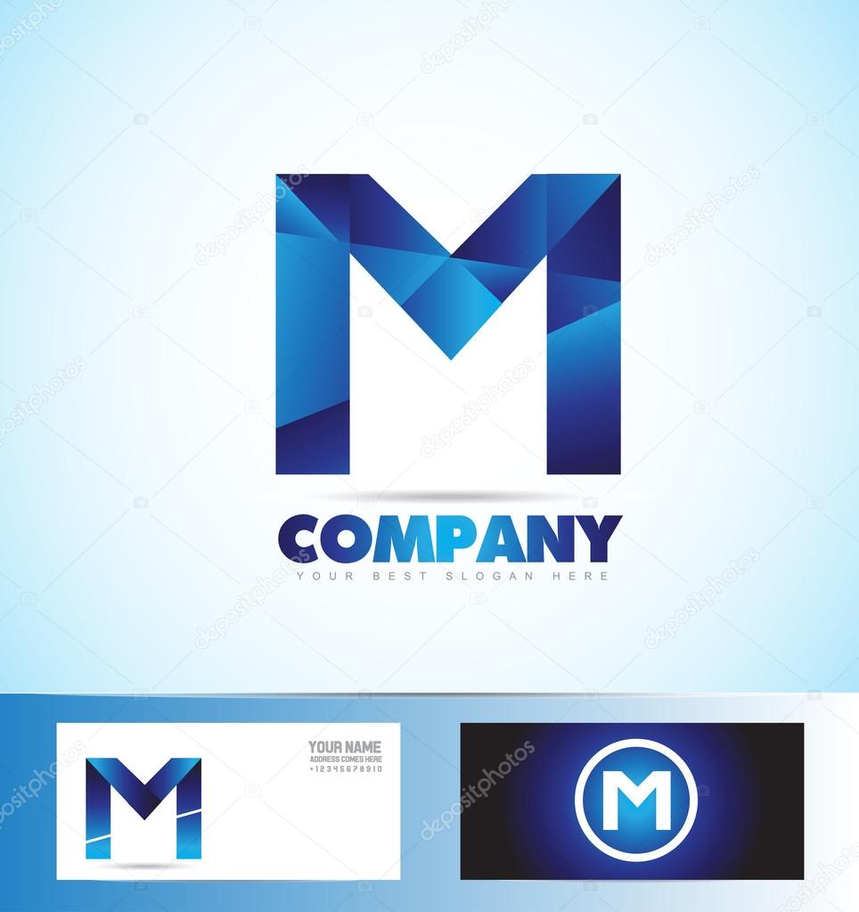 Vector company logo icon element template alphabet letter M blue