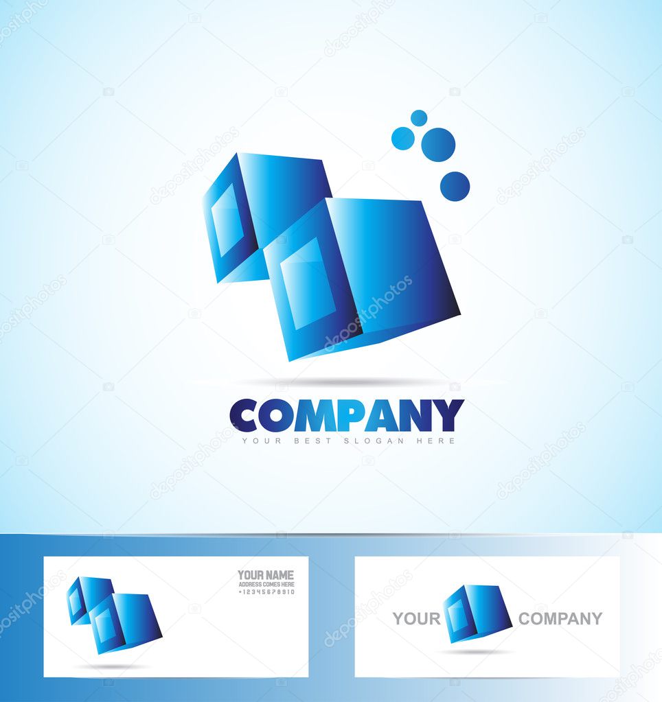Cubes 3d blue logo icon