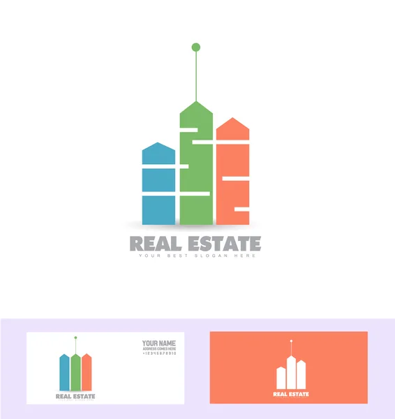 Cores imobiliárias ícone logotipo —  Vetores de Stock