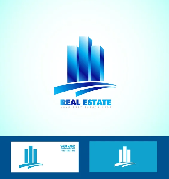 Ícone logotipo azul imobiliário —  Vetores de Stock