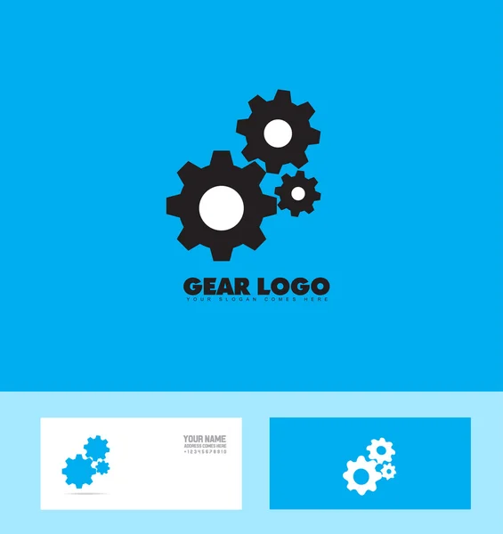Blue black gear logo concept — ストックベクタ