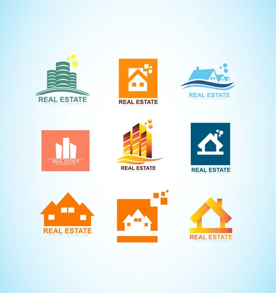 Immobilier maison logo icône ensemble — Image vectorielle