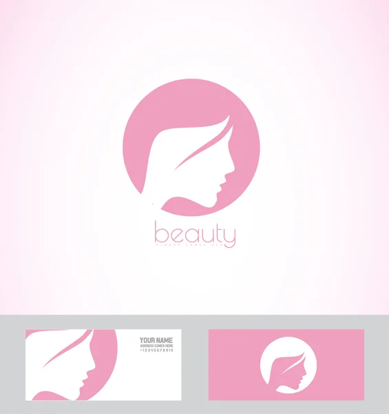 Logo perfil cara mujer — Vector de stock