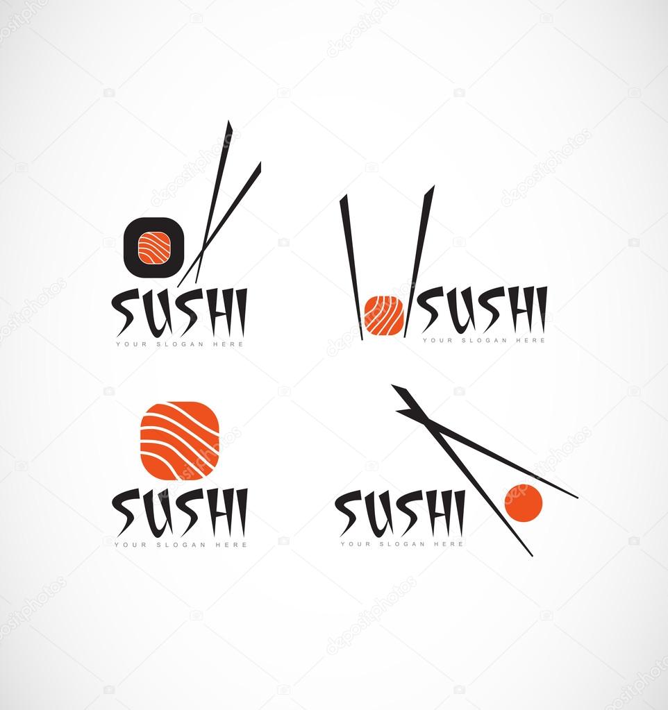 Sushi fish restaurant logo   