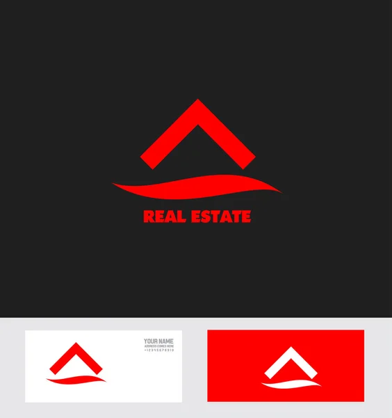 Red real estate house roof logo icon — Stok Vektör