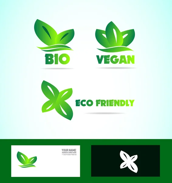 Bio eco logotipo vegan amigável — Vetor de Stock