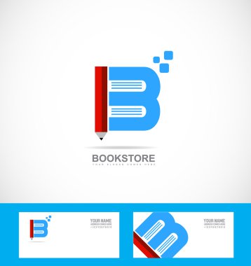 Book bookstore library pencil logo 