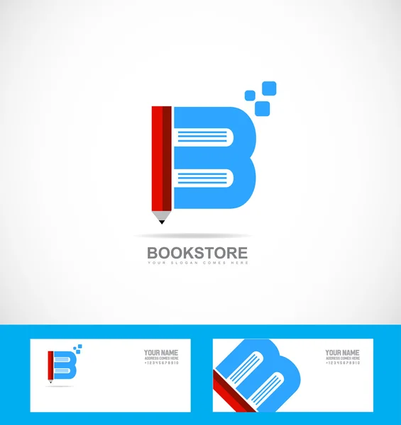 Book bookstore library pencil logo — ストックベクタ