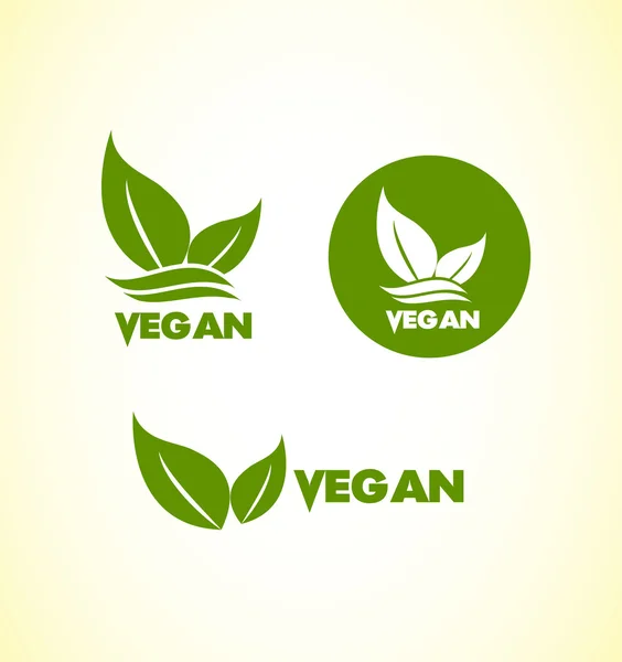 Conjunto de iconos de logotipo vegetariano vegano — Vector de stock