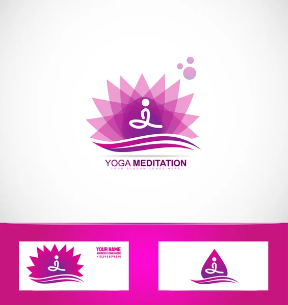 Yoga meditation lotus flower logo — Stock Vector