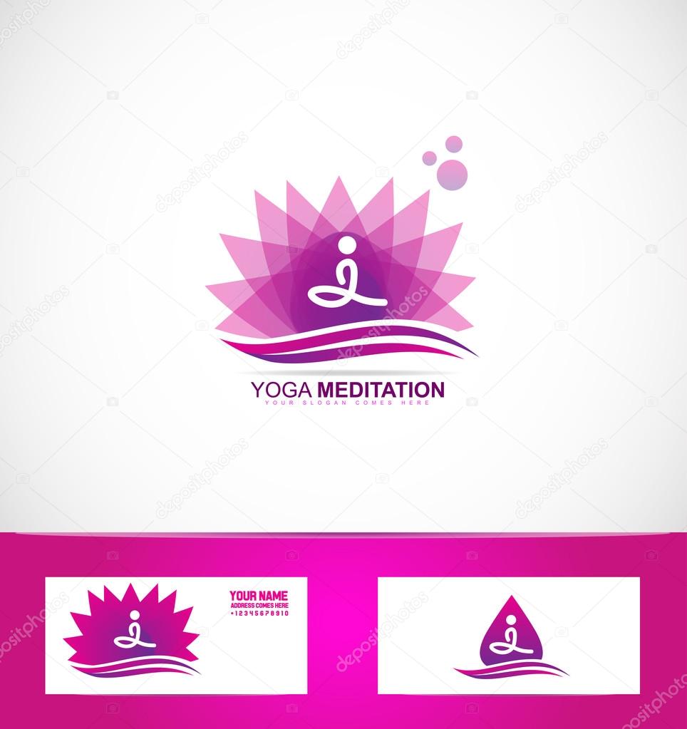Vector company logo icon element template yoga asan yoghini meditation lotus flower spirituality zen