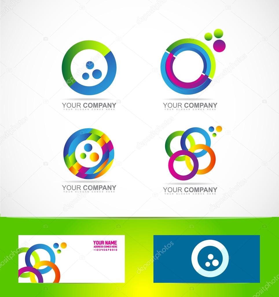 Vector company logo icon element template corporate business games media it colored circle set 3d