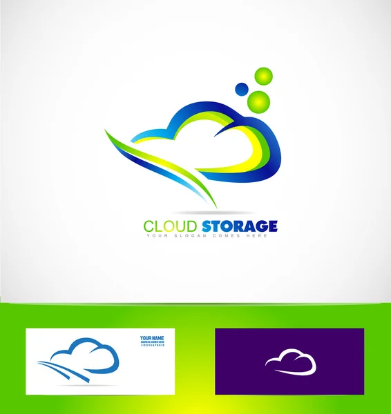 Cloud computing lagring data logo ikon — Stock vektor