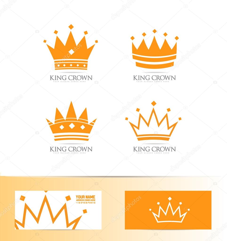 Vector company logo icon element template orange crown shape set luxury