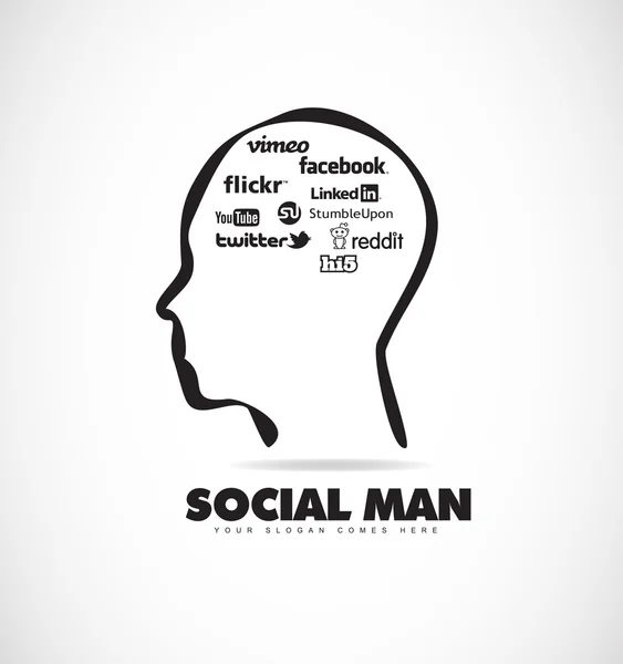 Ícone de cabeça humana de mídia social — Vetor de Stock