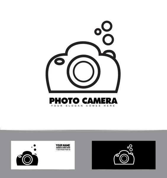 Zwart-wit fotografie fotocamera — Stockvector