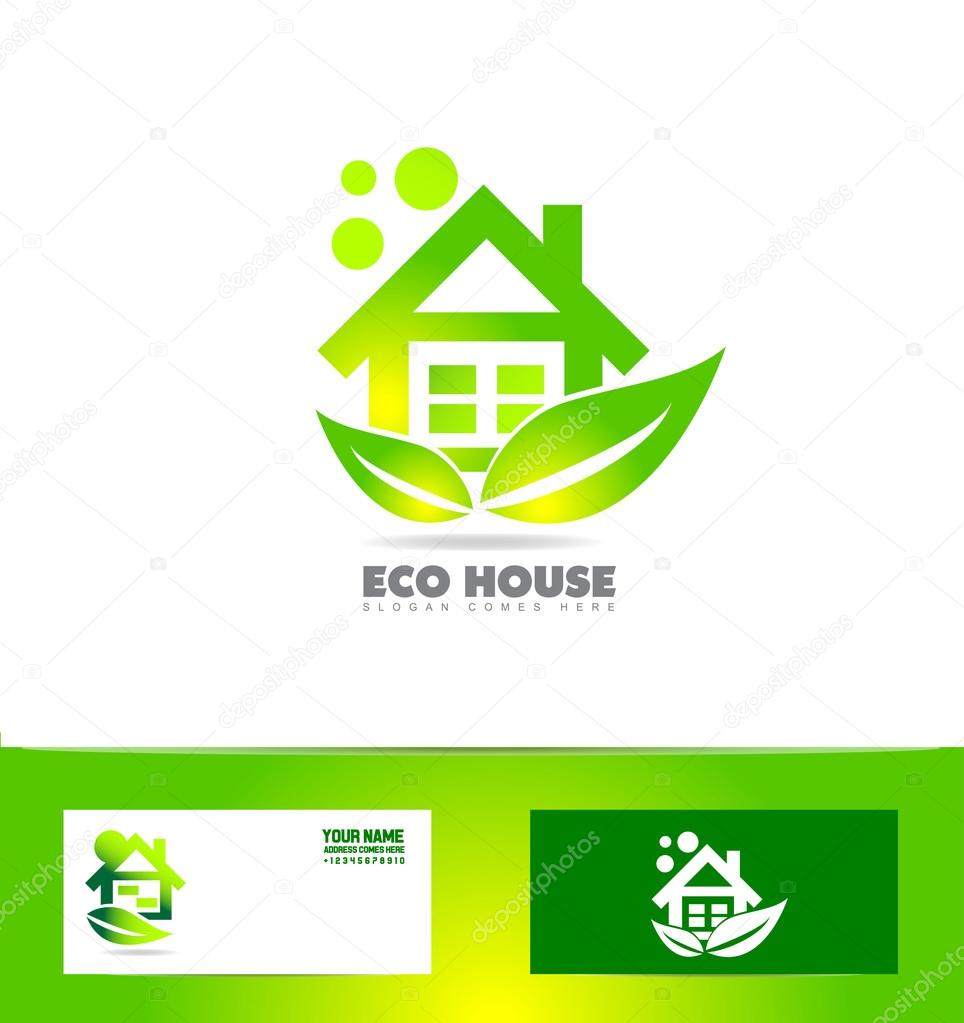 Eco ecological house real estate logo 