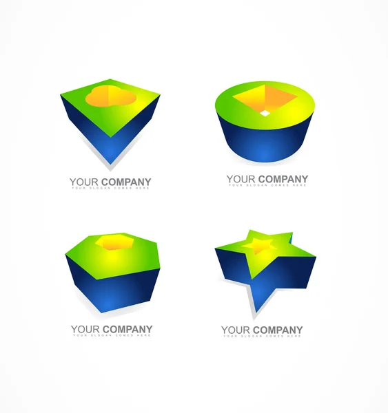 Abstrait 3d logo formes icône entreprise — Image vectorielle