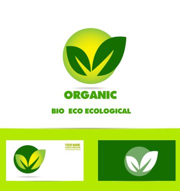 BIO organik yaprak yeşil logo
