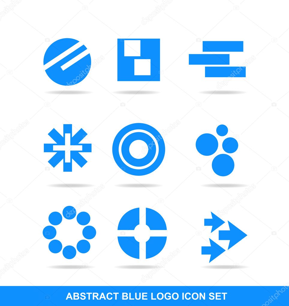 Blue icon logo element set